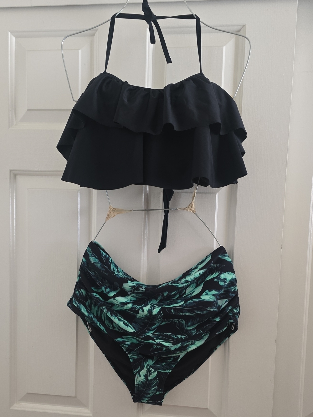 Black Ruffled Halter Swim Set
